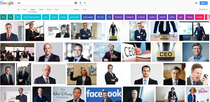 This is what you get when you search for "CEO" in Google images.