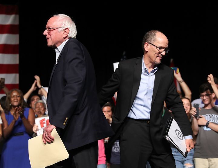 Sen. Bernie Sanders (I-Vt.) and DNC Chair Tom Perez.