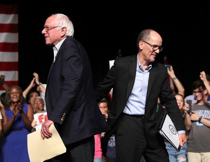 Sen. Bernie Sanders (I-Vt.) and DNC Chair Tom Perez.