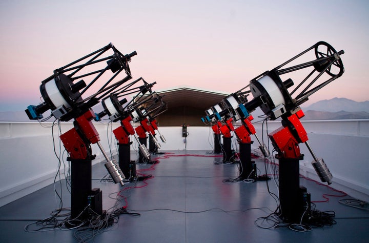 The MEarth-South telescope array in Chile, which discovered the super-Earth LHS 1140b.