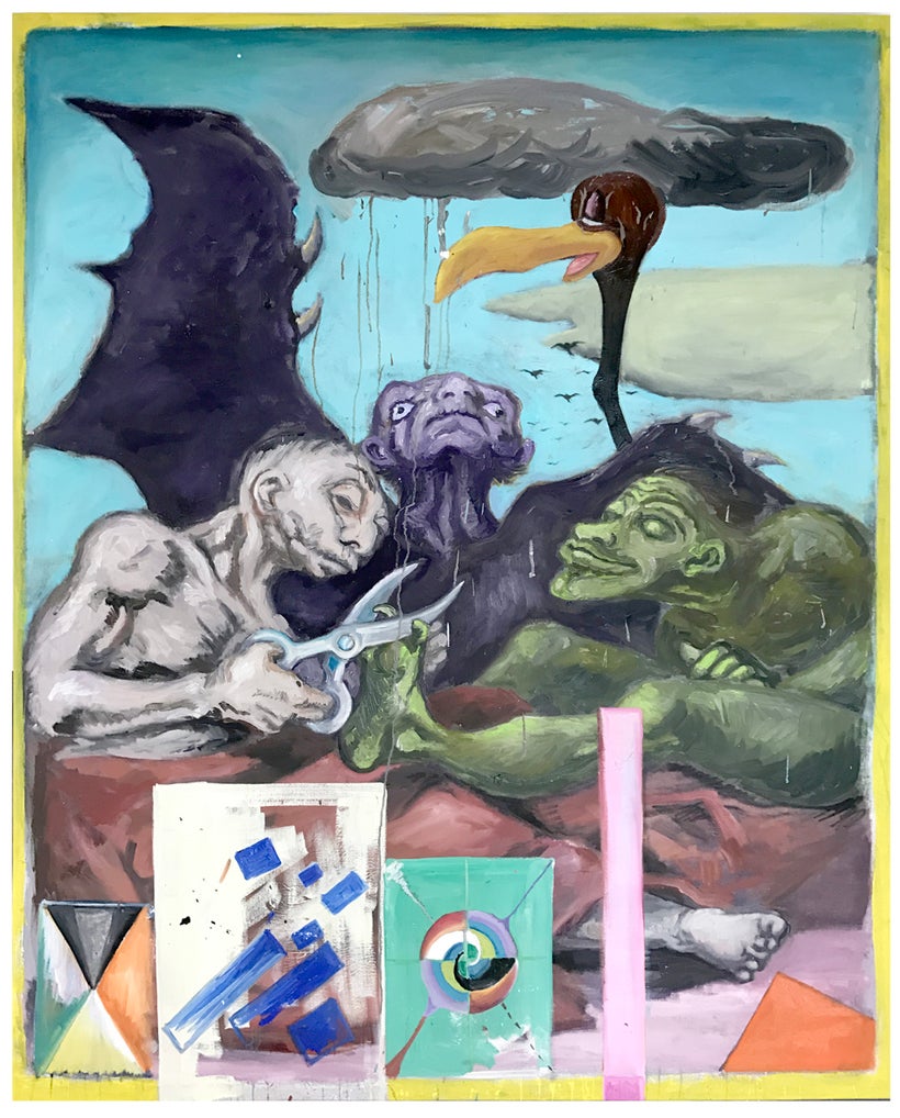 Manuel Ocampo, “They Spruce Themselves Up”, 51 x 64”, oil on canvas, 2017