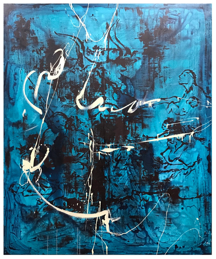 Irene Iré “Tell Me How Your Shadows Play”, 51 x 63”, mixed media, 2017