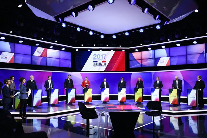 The attacks took place as the eleven French presidential election candidates took part in a special political TV show a few days ahead of the first round of the presidential election.
