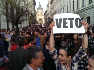 Protestors in Budapest rally against legislation to close Central European University.