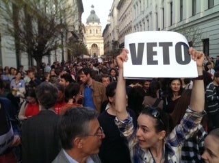 Protestors in Budapest rally against legislation to close Central European University.