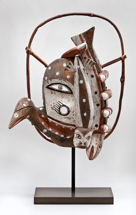 A dance mask by an unrecorded Yup'ik artist ca. 1900 in Alaska.