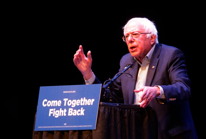 Sen. Bernie Sanders (I-Vt.) speaks at a Democratic Party rally in Grand Prairie, Texas, on Thursday. In the evening he spoke