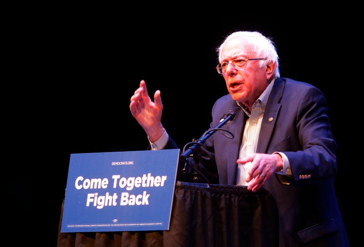 Sen. Bernie Sanders (I-Vt.) speaks at a Democratic Party rally in Grand Prairie, Texas, on Thursday. In the evening he spoke to a larger crowd in Omaha, Nebraska.