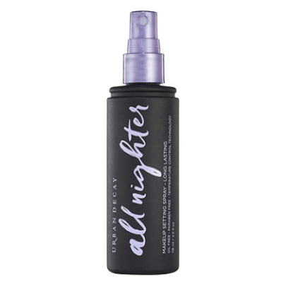 Urban Decay all nighter makeup setting spray, <a href="http://www.ulta.com/all-nighter-long-lasting-makeup-setting-spray?productId=xlsImpprod15371001&cmpid=PS_Non!google!PrestCos_Urban_Decay_TF&CAWELAID=330000200001064363&CAPCID=86626716390&cadevice=c&agid=16846323030&catci=kwd-17909110697&gclid=Cj0KEQjw5sHHBRDg5IK6k938j_IBEiQARZBJWkSgvvShZVTqd1T3CXJu5XSOkoM1dpbocUTaCtxkuGAaAqIJ8P8HAQ" target="_blank">$31 at Ulta</a>