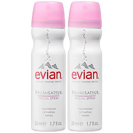 Evian mineral water spray to go, $15 for a two-pack at Sephora