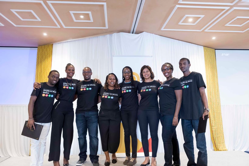 Zain Verjee and some of the Amplify fellows at the inaugural graduation in Nairobi, Kenya