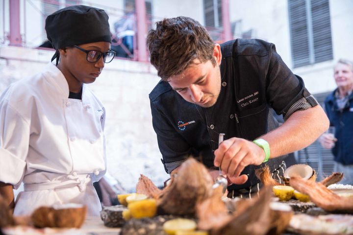 Necker Island’s Head Chef, Chris Kenny with sous chef, Kaisha Simons - Bermuda College Culinary Programme 