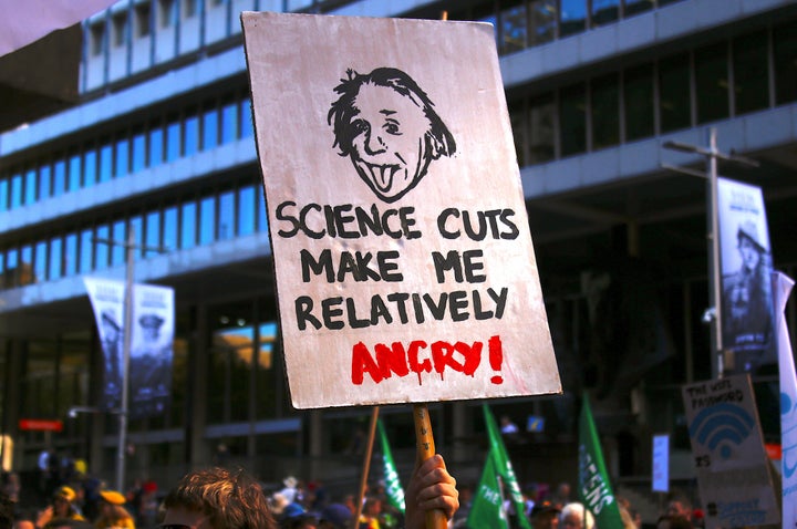 A sign at the March for Science in Sydney, Australia.