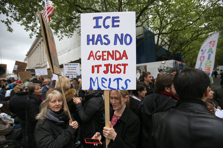 Demonstrators gather at the March for Science in London.