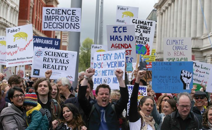 Scientists and science enthusiasts gathered for the march through central London on Saturday