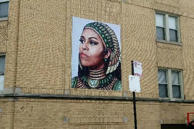 Michelle Obama Mural across from Bouchet Elementary