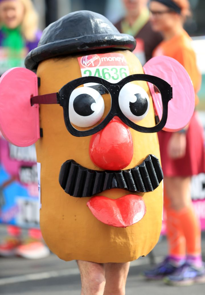 A runner dressed as Mr Potato Head