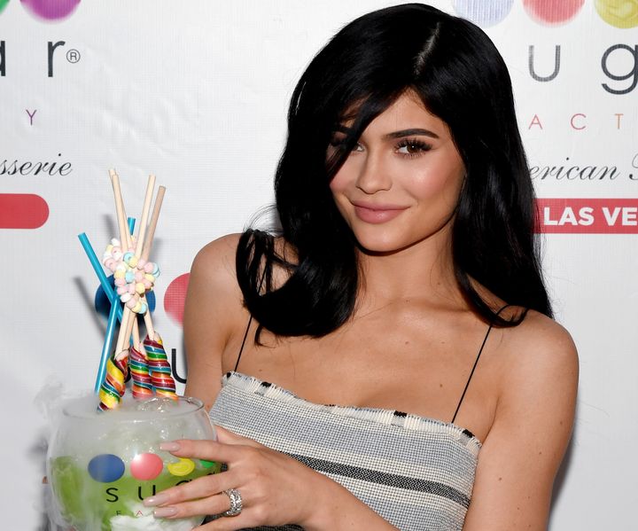 Kylie Jenner poses inside Sugar Factory American Brasserie on April 22, 2017, in Las Vegas.