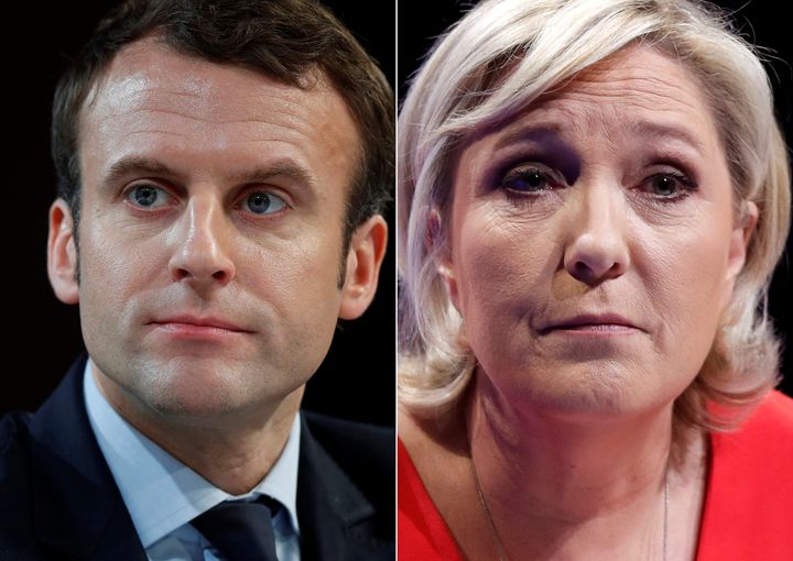 Emmanuel Macron, head of the political movement En Marche!, and Marine Le Pen, French National Front party leader.