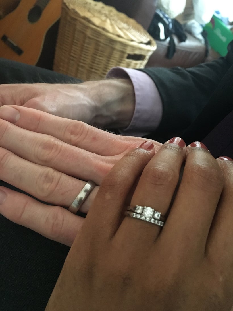 I knew my husband was the one when he bought me fairly mined white gold earrings from Cred for my birthday. Our wedding rings