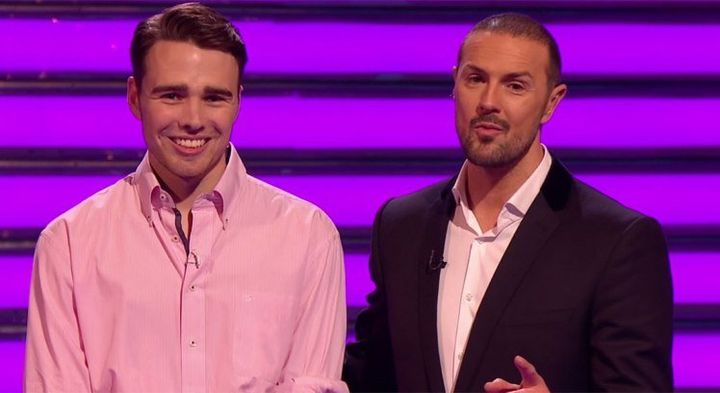 Charlie Watkins with 'Take Me Out' host Paddy McGuinness
