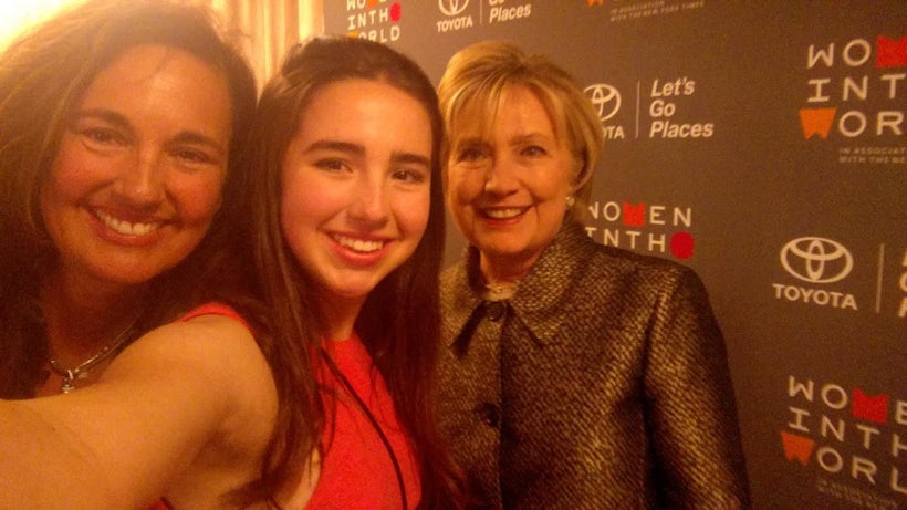 Isolde Fair with her mother, Starr Parodi, and Hillary Clinton backstage at the #WITW Summit.