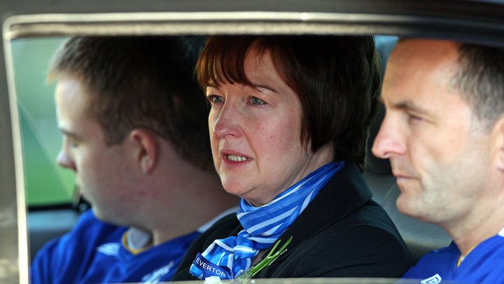 The real Melanie Jones, with her husband Stephen (right) and son Owen (left) leaving the funeral of her son Rhys in 2007