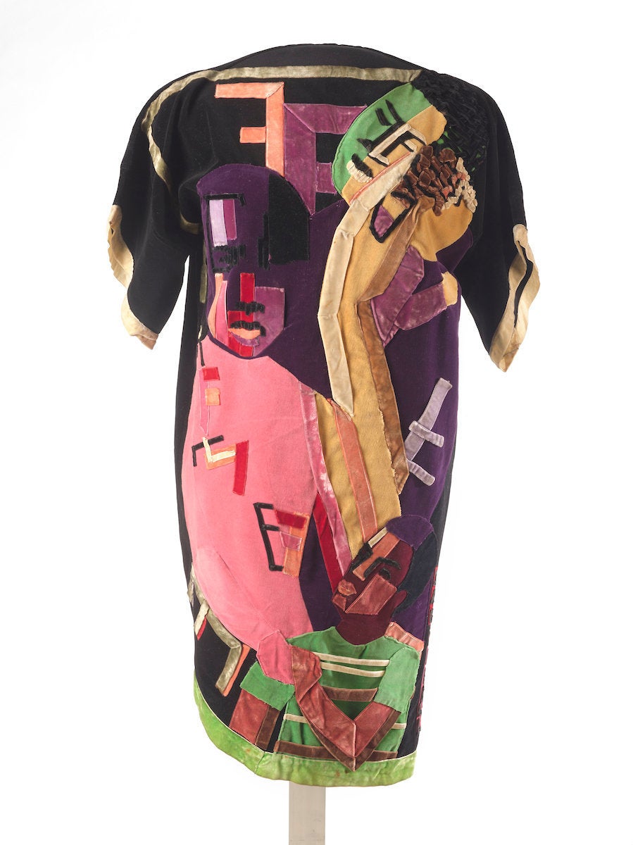 Jae Jarrell (American, born 1935), "Ebony Family," circa 1968, velvet dress with velvet collage.
