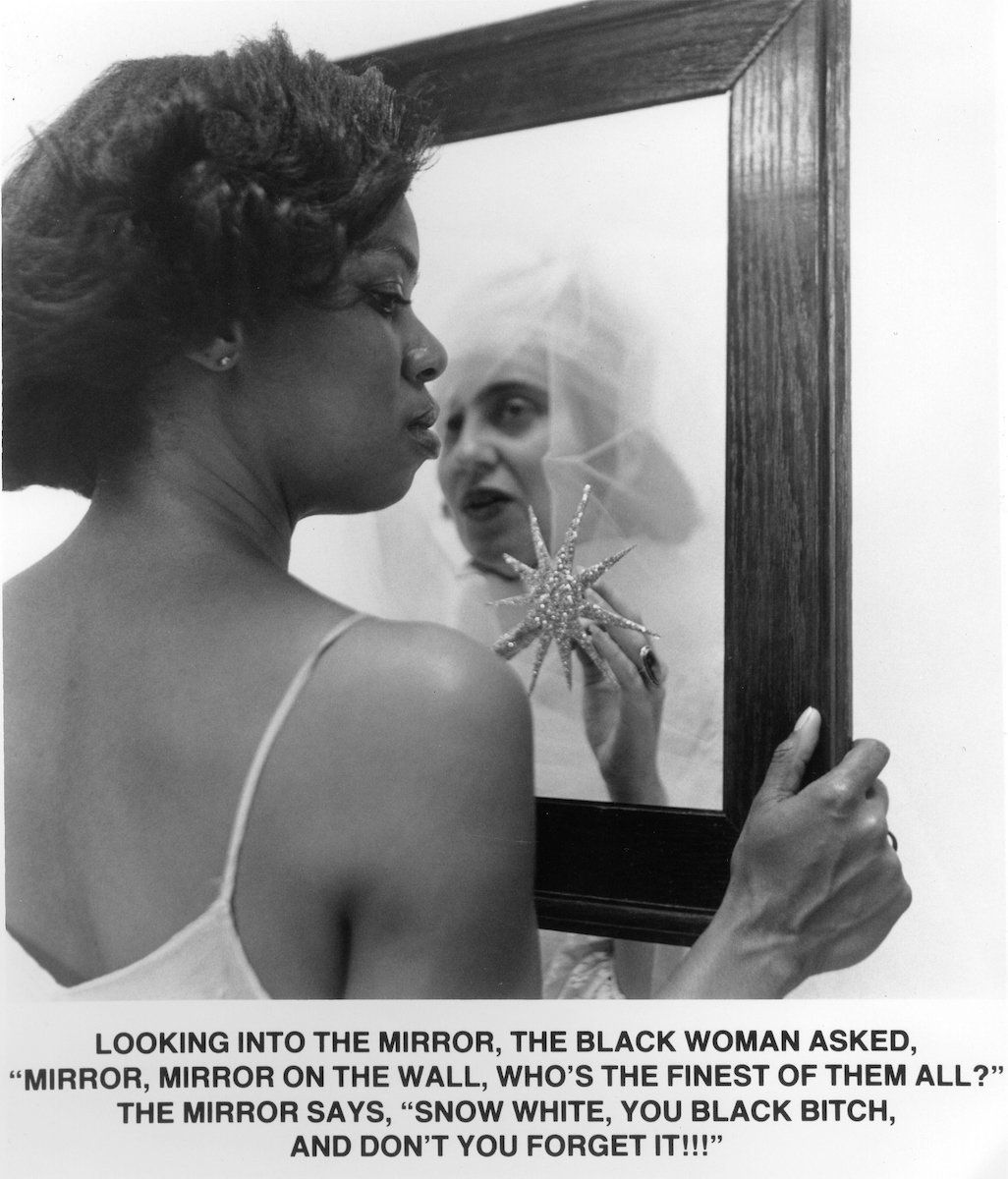 Carrie Mae Weems (American, born 1953), "Mirror Mirror," 1987-88, silver print, 24.75 x 20.75 inches.