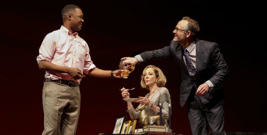 Corey Hawins, Allison Janney and John Benjamin Hickey in <em>Six Degrees of Separation</em>