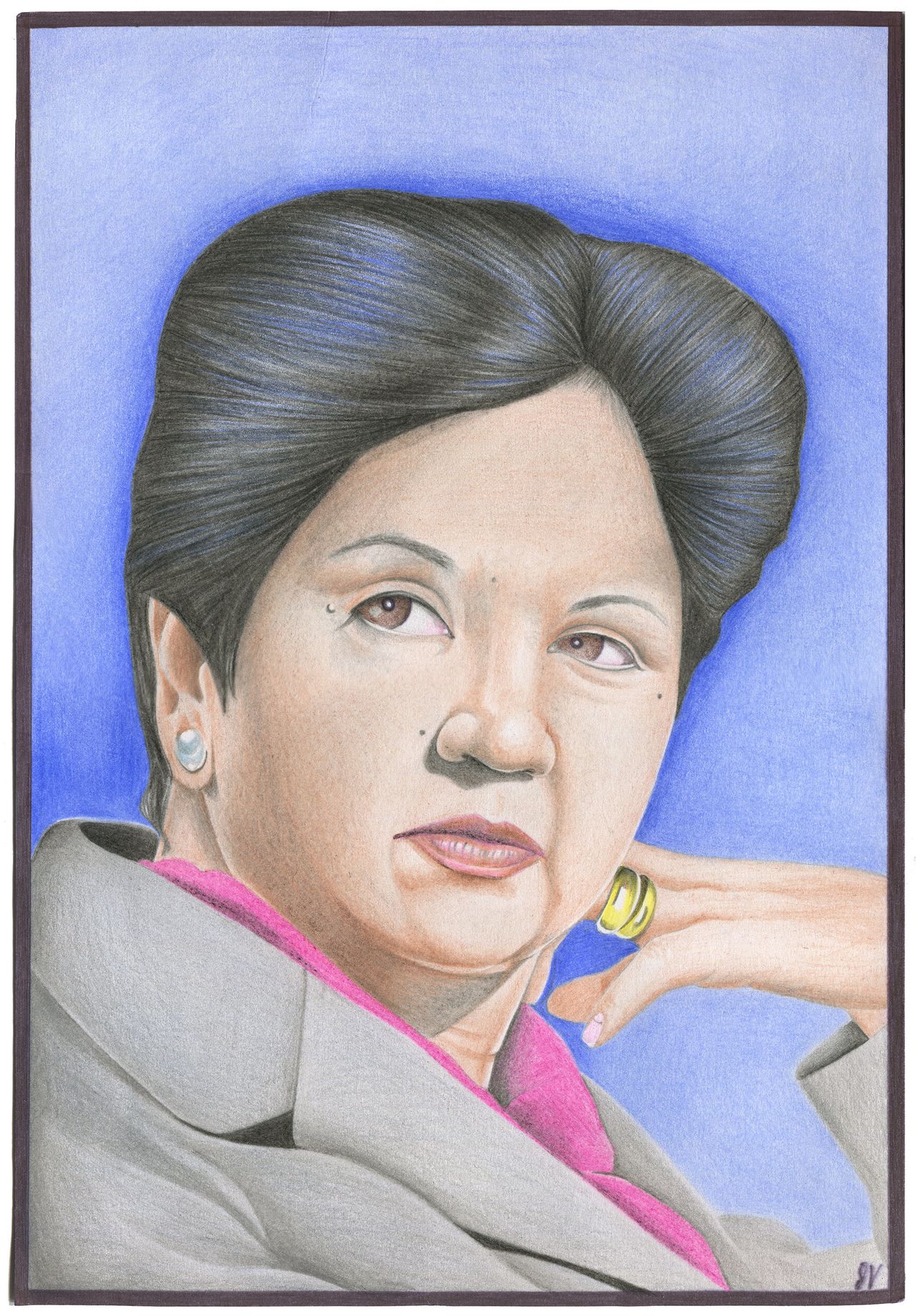 John Vercusky (Prison ID #55341-0) drew CEO of Pepsico Indra Nooyi. Nooyi is accused of accessory to murder, conspiracy to deceive, environmental crimes and public endangerment. Vercusky is currently serving 22 years for armed robbery. Read more here.