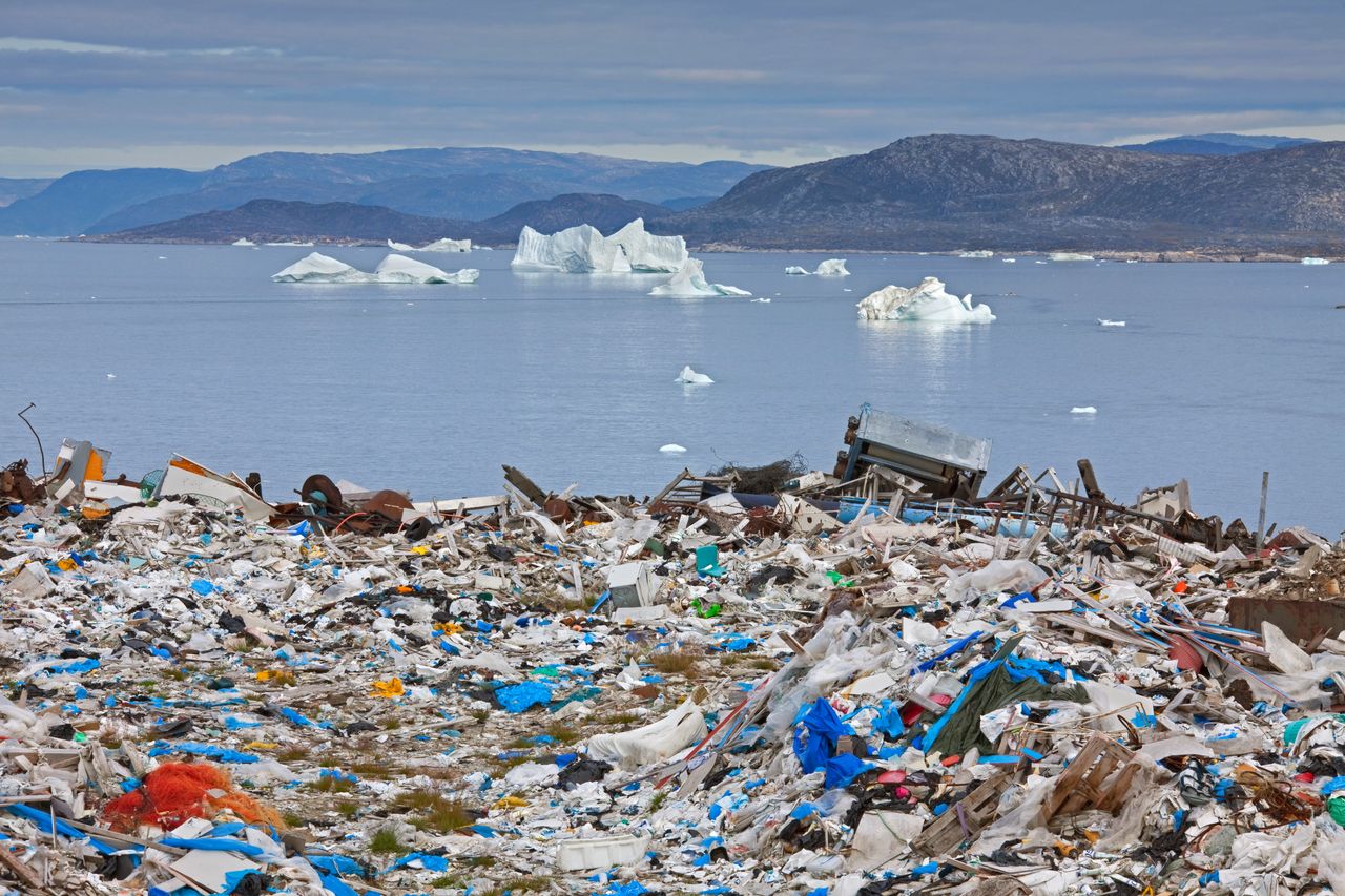 Trash builds up on the coast of Illulissat, a town in Greenland.