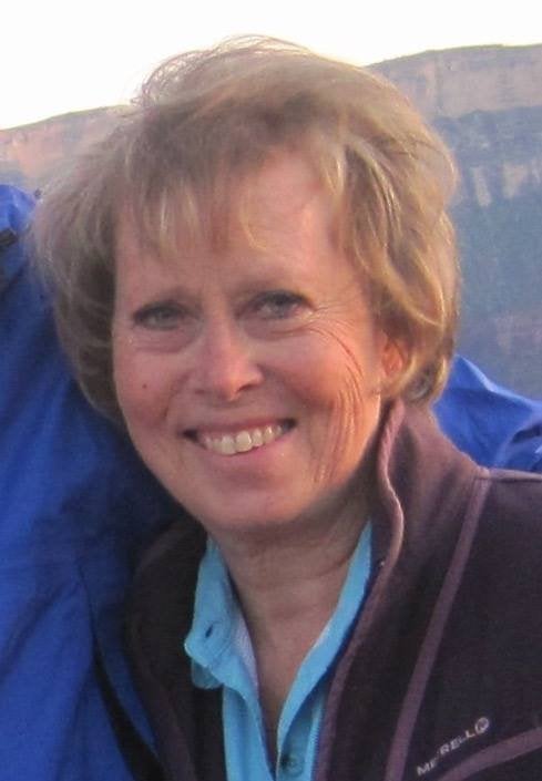 Lou Anne Merrell, also pictured during her hike in the Grand Canyon.