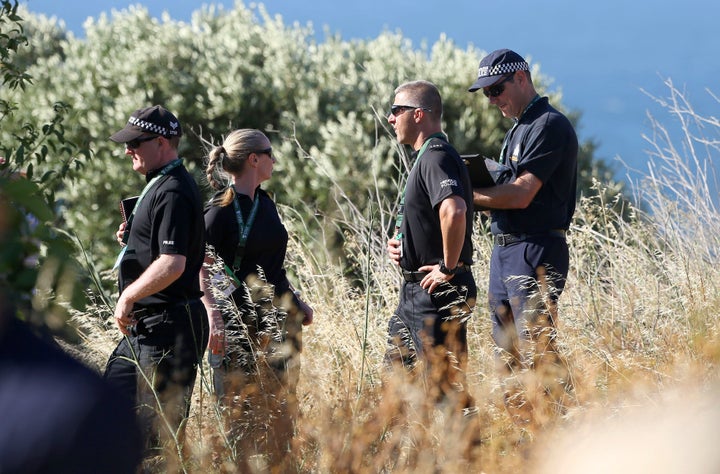 2014: British police checking an area of scrubland close to where Madeleine went missing from in Praia da Luz 