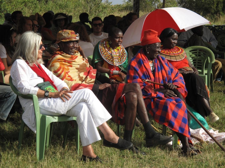 <p>Kuki Gallmann at the Highland Games for Peace</p>