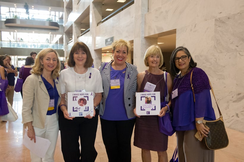 PanCAN president and CEO Julie Fleshman (left) with Kathy Garcia, PanCAN founder Pam Acosta Marquardt, pancreatic cancer sur