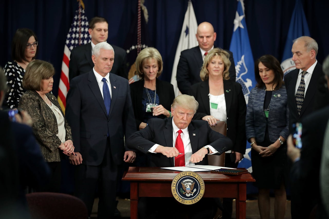 President Donald Trump signed an executive order on Jan. 25, 2017, to crack down on so-called "sanctuary" jurisdictions that take steps to shield immigrants from deportation. The order contained a provision calling for more prosecutions for immigration violations.