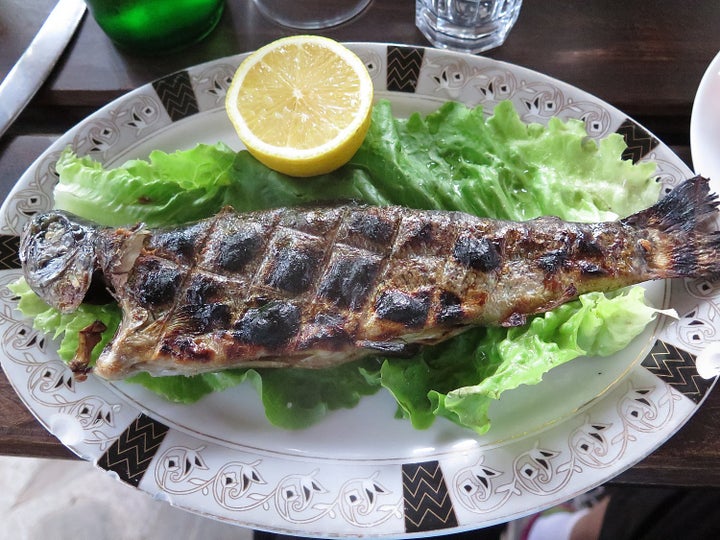 Fresh trout from its farm is served at the guesthouse at Sotire