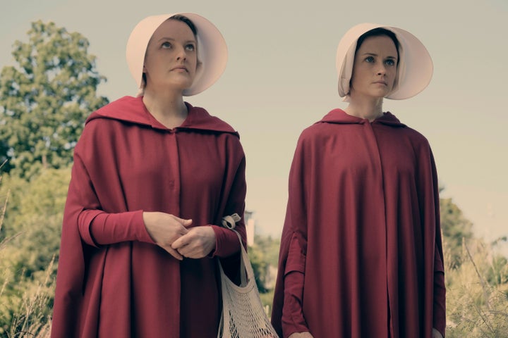 Elisabeth Moss as Offred and Alexis Bledel as Ofglen.