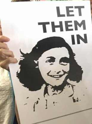A sign protesting Trump’s travel ban