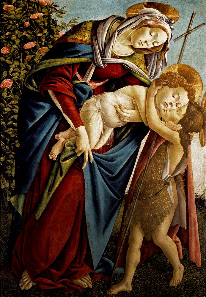 Sandro Botticelli, Virgin and Child with the young Saint John the Baptist, about 1505, tempera on canvas. Galleria Palatina, Palazzo Pitti, Florence. Courtesy, Museum of Fine Arts, Boston.