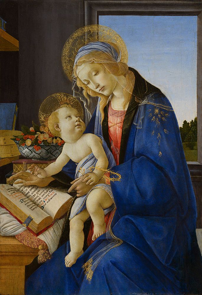 Sandro Botticelli, Virgin and Child (Madonna of the Book), about 1478-80, tempera on wood panel. Museo Poldi Pezzoli, Milan. Courtesy, Museum of Fine Arts, Boston.