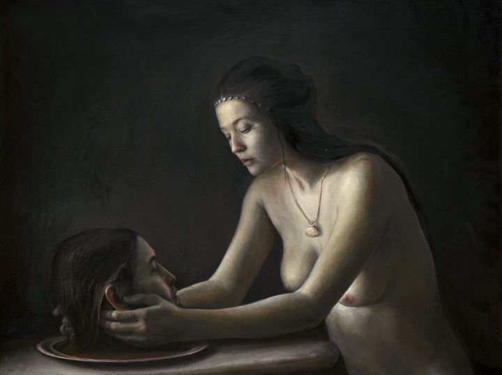 "Nymph Preserving the Head of Orpheus", oil on canvas, 30" x 40"