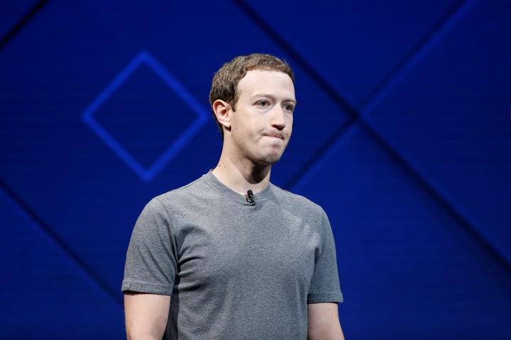 <strong>Founder and CEO Mark Zuckerberg speaks on stage during the annual Facebook F8 developers conference in San Jose, California, on 18 April </strong>