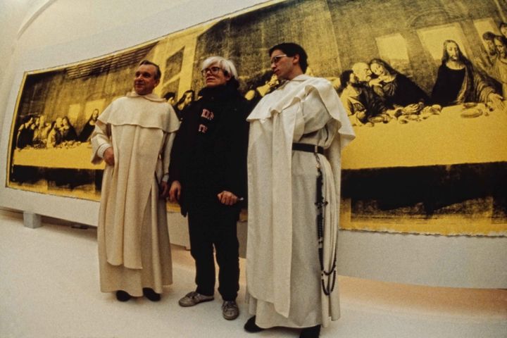 Warhol’s Last Supper receiving the blessing by the Dominican Priests of Santa Maria delle Grazie , the church that hosts Leonardo’s original mural.