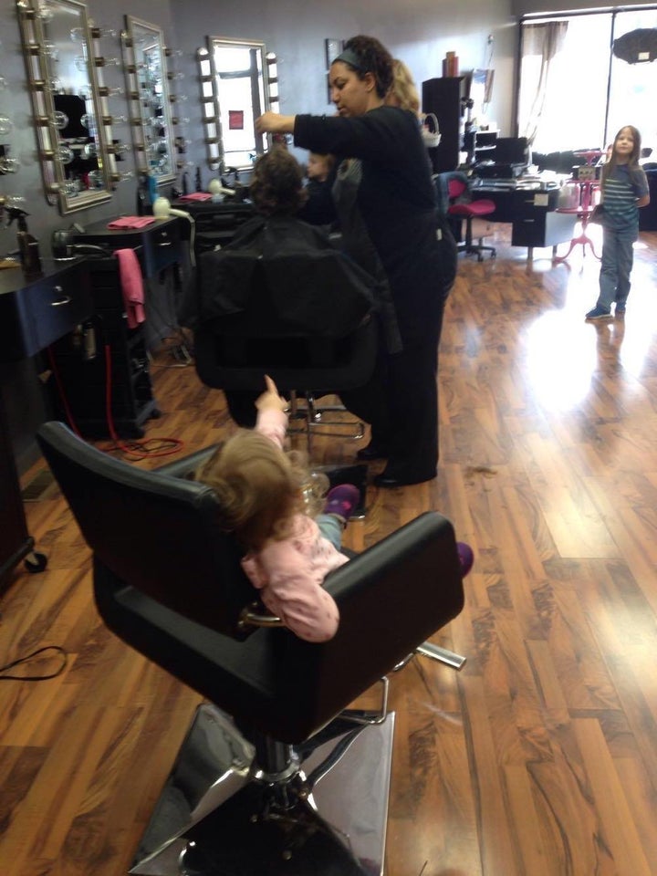 Kannisto's 2-year-old daughter, Marah Taylor, didn't have enough hair to donate, but she did get to watch her brothers get their haircuts.