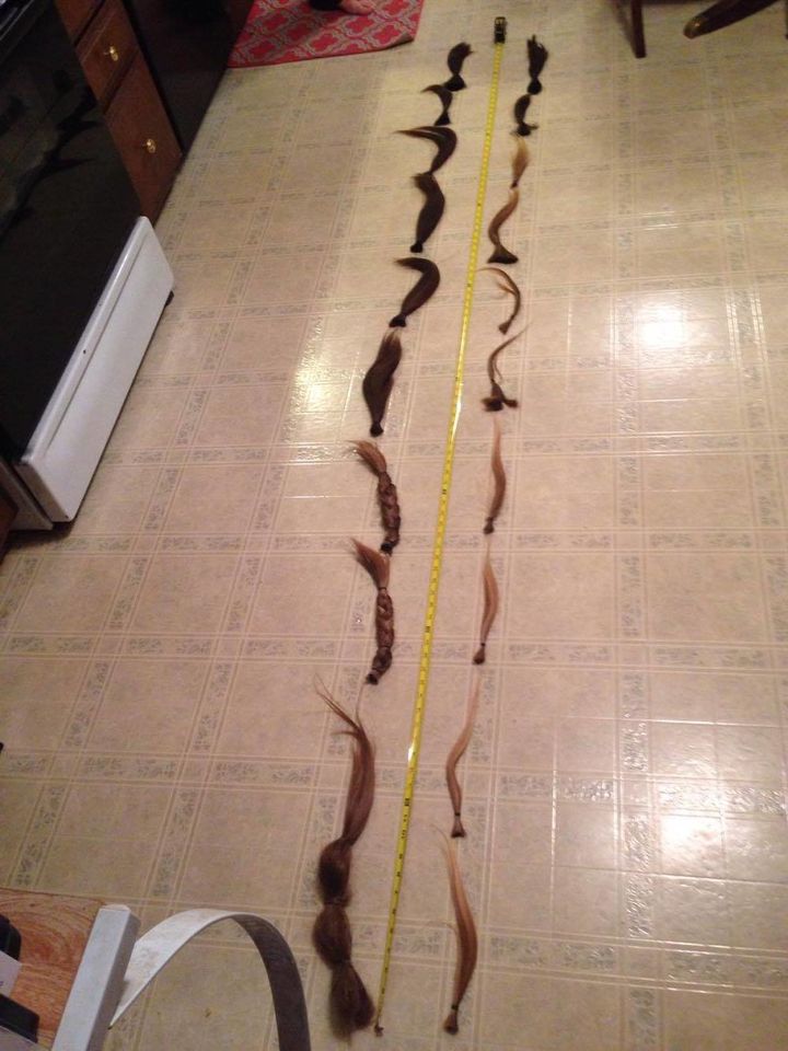 In total, the family donated 17 feet of hair.