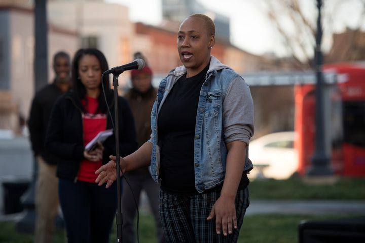 April Thomas talks about what it was like for her when her teenage daughter went missing. She has been reunited with her daughter. Thomas joined dozens of people holding a candle light vigil for missing children outside the African American Civil War Memorial in March. 