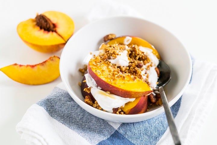 <p>Peach Cobbler Parfait</p>
