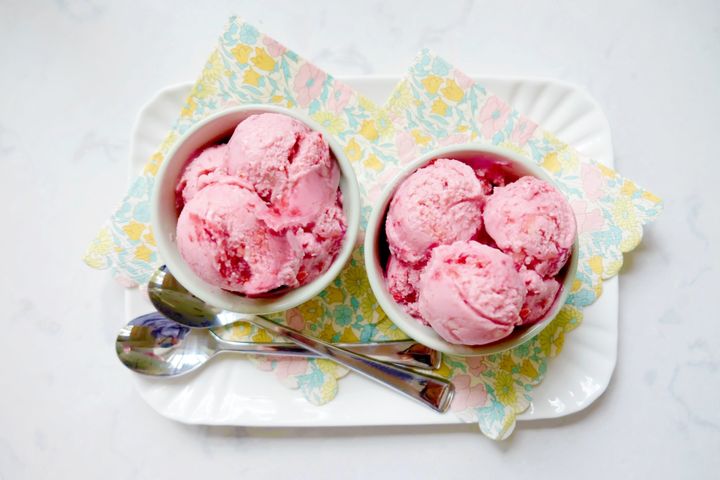 <p>Strawberry Lime Tofu Ice Cream with Mint</p>